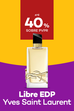 Perfume Libre da marca Yves Saint laurent com destaque promocional de até 40% sobre preço de Venda ao Público Recomendado